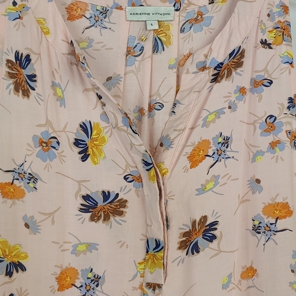 Adrienne Vittadini Sleeveless Summer Floral Business Casual Blouse Sz L - Picture 2 of 5